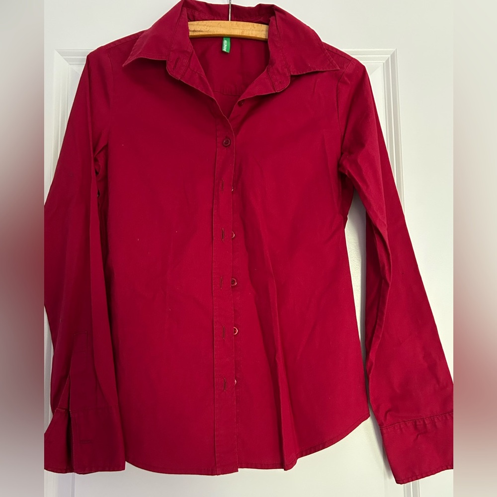 United Colors Of Benetton Dark Red Classic Business Blouse